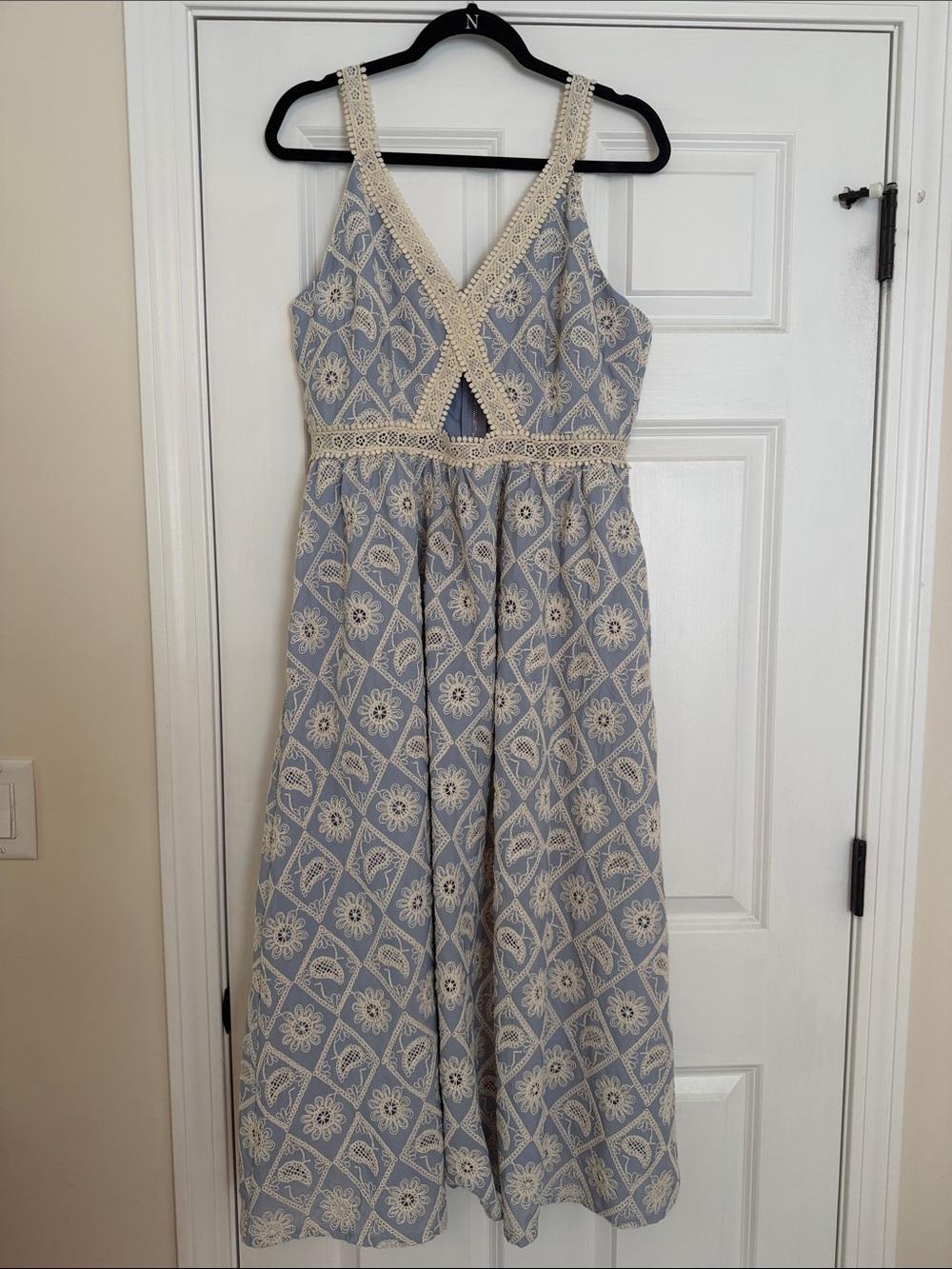 NWOT- Red Dress Boutique Blue & Cream Lace-Trim Maxi Dress